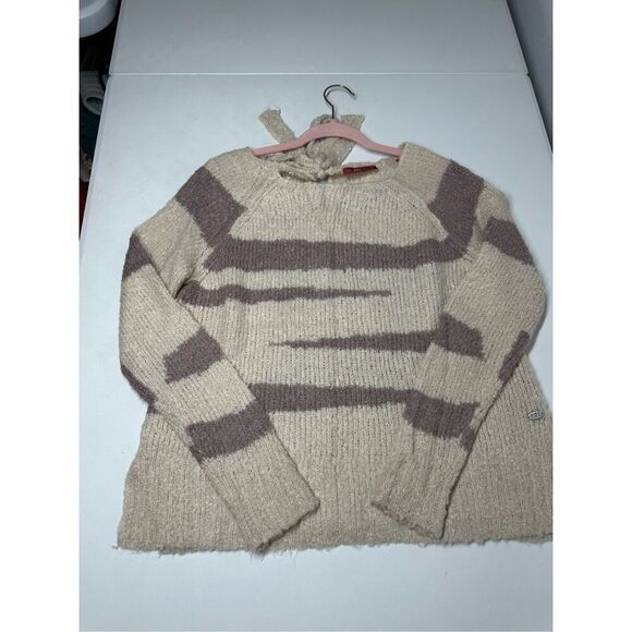 EDC Women’s Alpaca Blend Bohemian Sweater Tan Brown Bow on the Back Size S - Picture 7 of 12